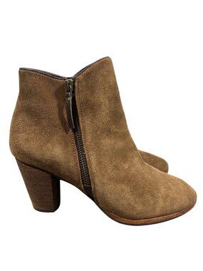 Cole Haan Womens Hayes Suede Booties Brown Side Zipper Block Heel Size 8.5